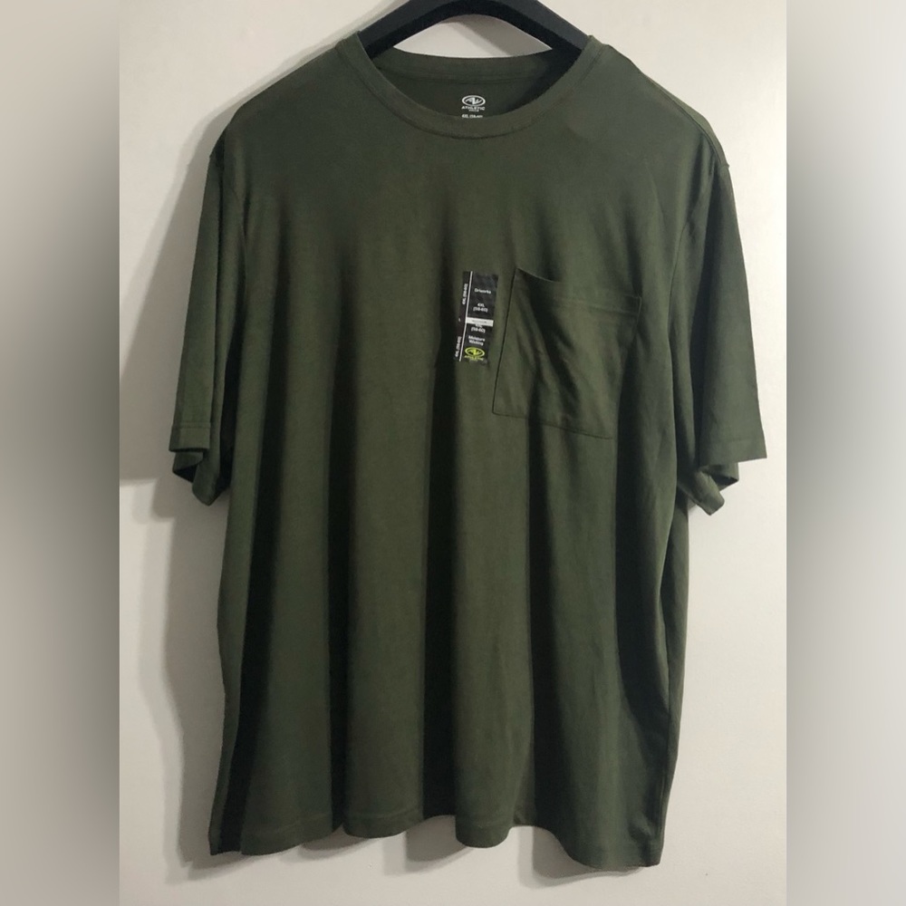 Big Men’s  Shirt side pocket crewneck  pull over short sleeves green. 4XL(58-60)